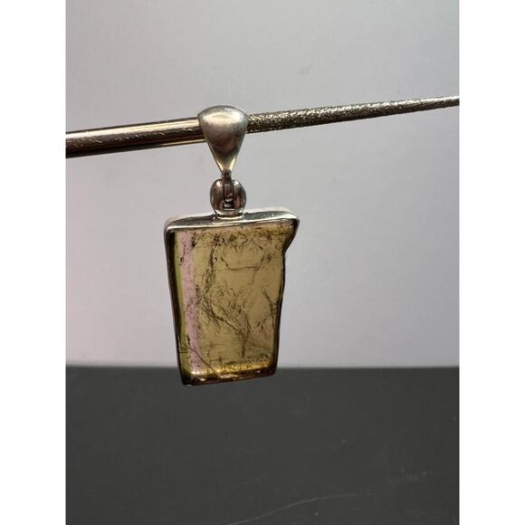 NEW Green watermelon tourmaline sterling silver pendant 4.97 grams - Picture 2 of 10